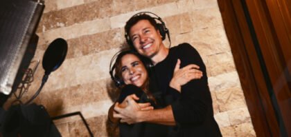 Wanessa Camargo e Rodrigo Faro no estúdio.