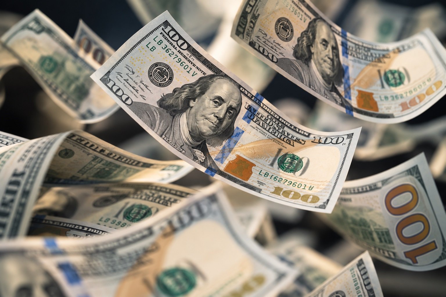 Cédulas de Dólar em Movimento