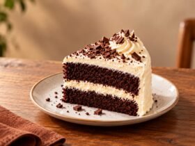 Fatia de bolo de chocolate cremoso